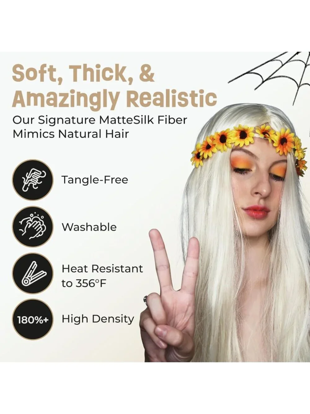 Women's Blonde 1 10 Inch Heat Resistant Realistic Disco Long Curly Hair Wigs
